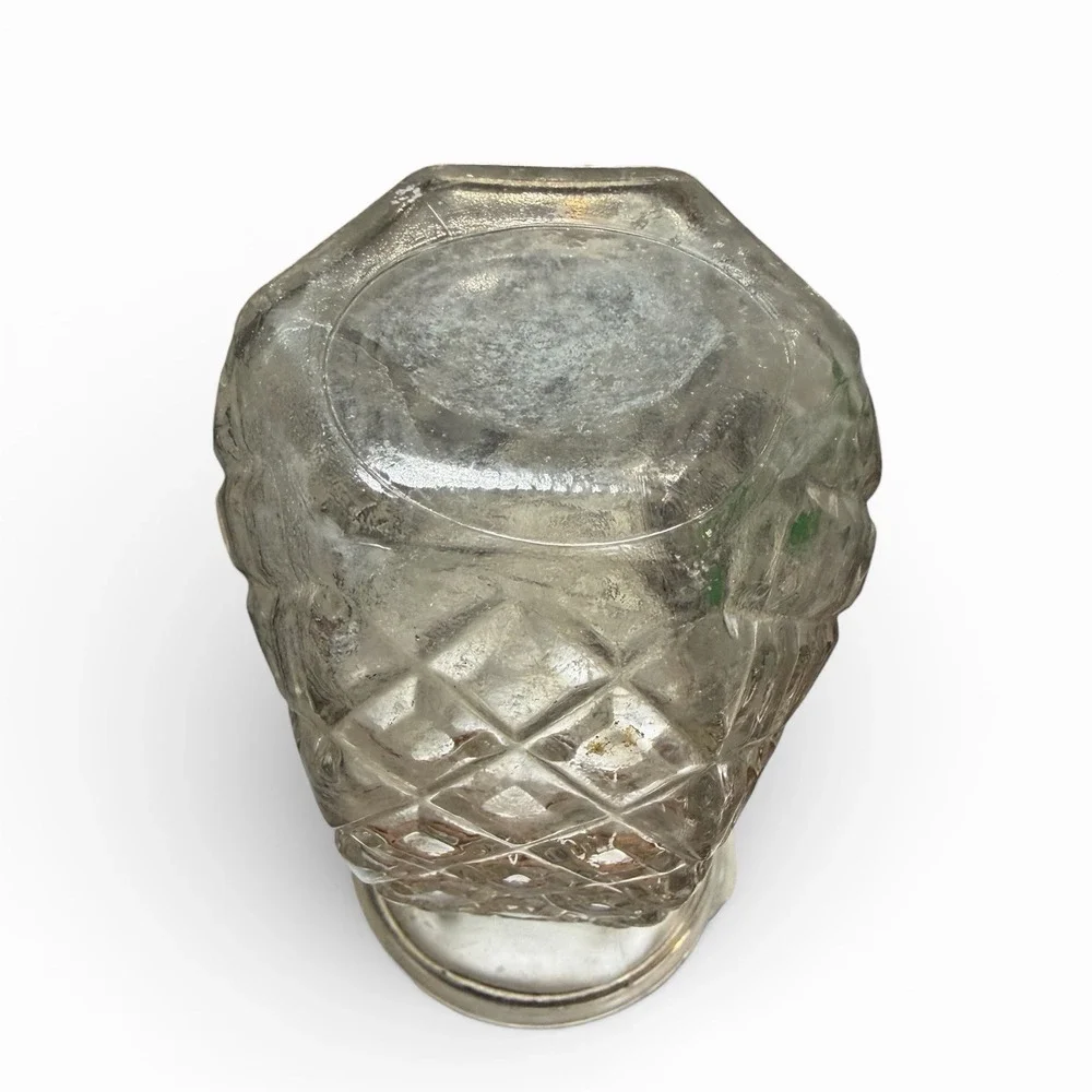 Vintage Mercury Glass Pineapple Vase‎ Silver Textured Diamond Pattern Decor